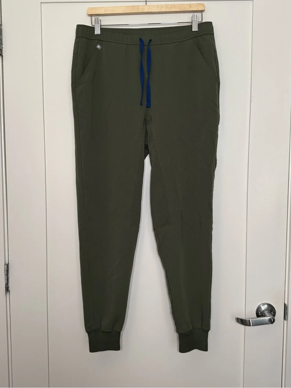 Figs Olive Green Joggers with Navy Drawstring